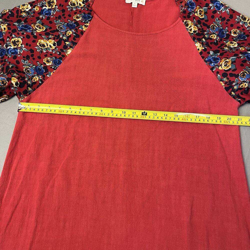 Umgee U.S.A. Women's Dress XL Red Floral Print Short Layered Sleeve Boho - Picture 6 of 11